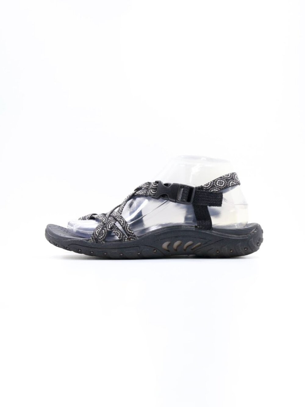 Skechers Reggae Irie Black Strappy Flat Lightweight Slingback Sandals - 8
